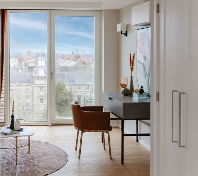 View over London from elegant dressing table