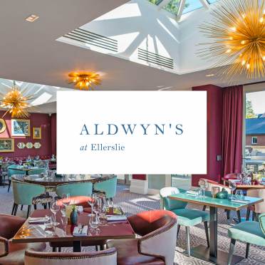 Aldwyn's logo on a background image