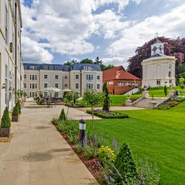 Back garden behind a manor house