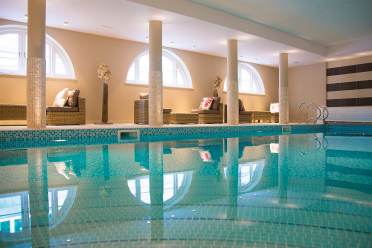 Indoor pool with soft lighting