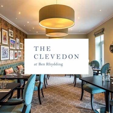 The Clevedon Restaurant logo on a background picture