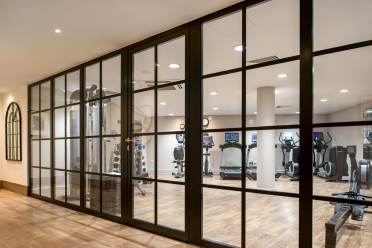 Gym area through a glass wall