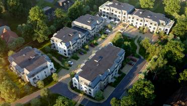 Low-rise apartments, aerial view