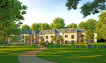 Housing in parkland with trees