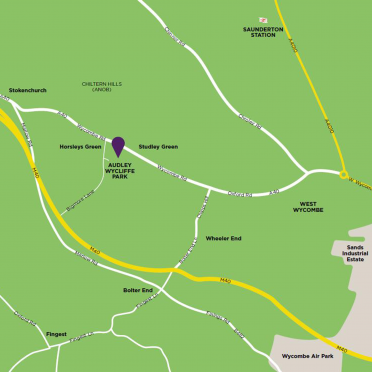 Map illustration with a purple pin on a location