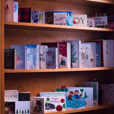 Shelves with Christmas cards