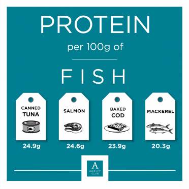 Protein content of fish Infographic: Protein in fish