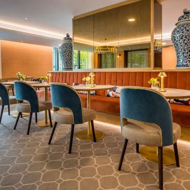 Restaurant interior with designer chairs