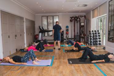 Yoga class in a retirement village
