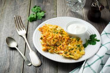 Courgette bini on a white plate