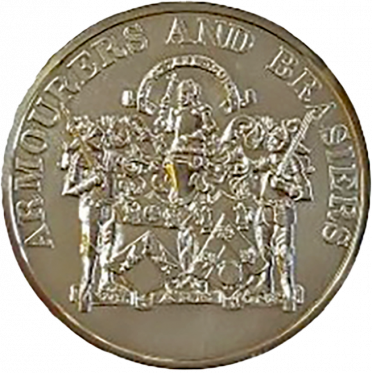 Coin inscribed: 'Armourers and Brasiers'