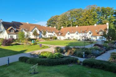 Houses overlooking well kept communal gardens