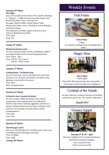 Audley sample owner events calendar 2026