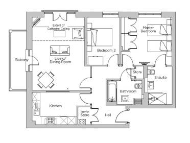 A floor plan of a house.