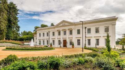 Country mansion house with fountain