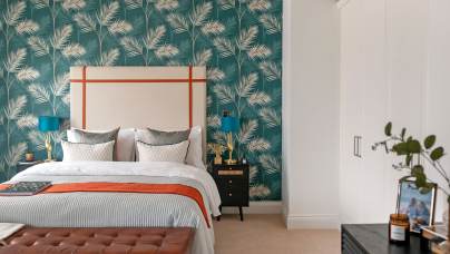 Large bedroom with fitted wardrobes