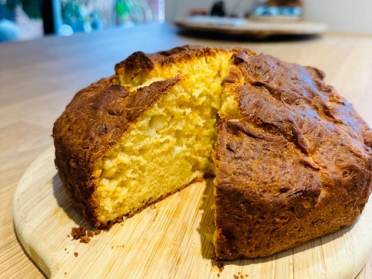 A loaf of cheese bread close up