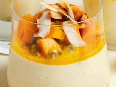 Mango white chocolate and passion fruit parfait