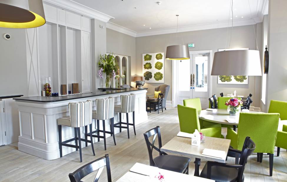 Bistro at Audley St Elphin's Park Bistro finished in white and bright green