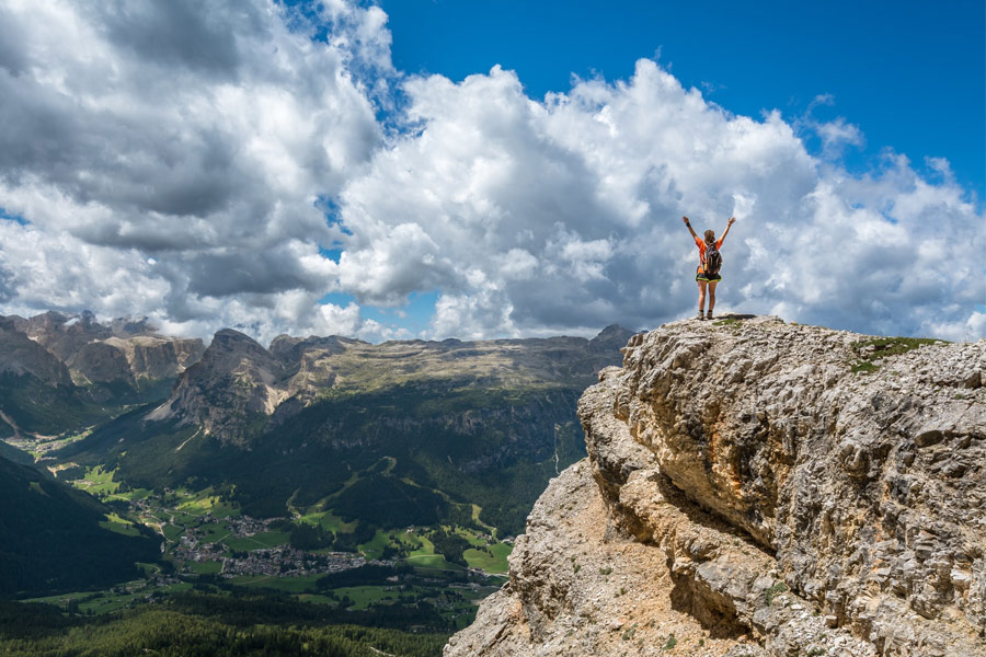 Hiking to the top of a mountain