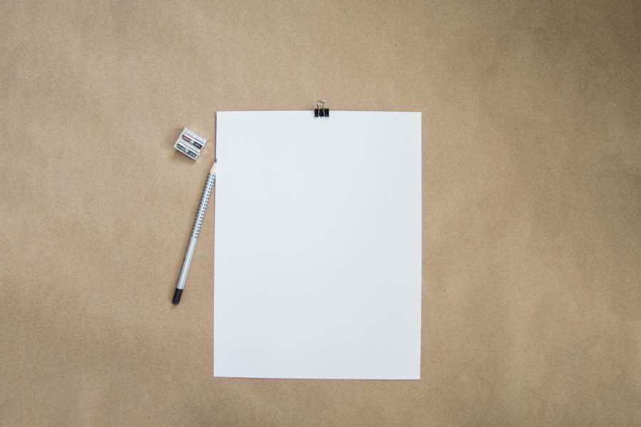 An A4 blank page with a pencil