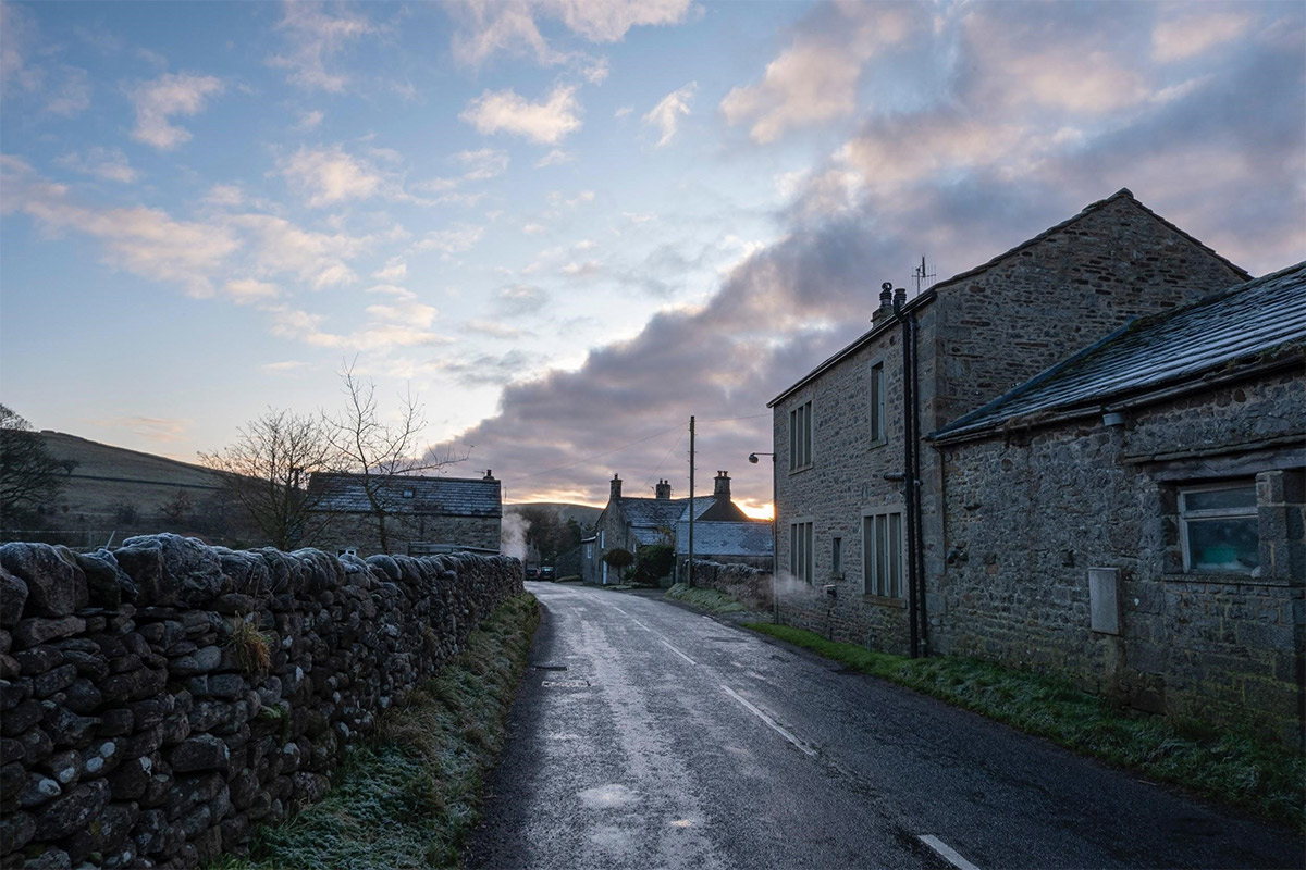 A cosy village with an old house